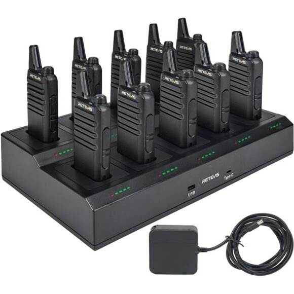 Two Way Radio,Rechargeable Walkie Talkies Long Range(10 Pack) with 10 Way Gang - Picture 1 of 7